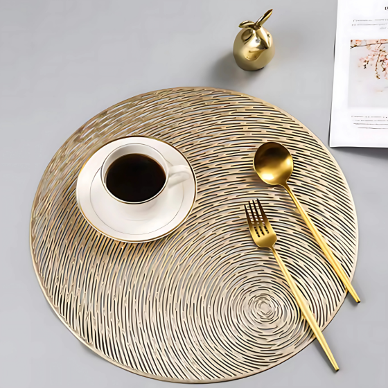 Сервировочная салфетка круглая под горячее, салфетка , коврик сервировочный золотистый набор 2 шт Каменец-Подольский