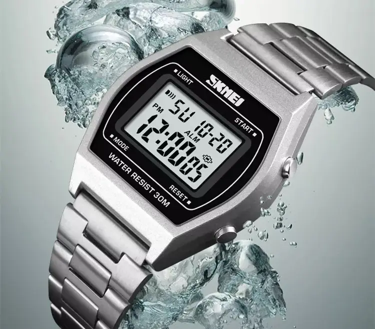 Наручний електронний ретро годинник Skmei 1328 Сріблястий Вінниця - фото 4