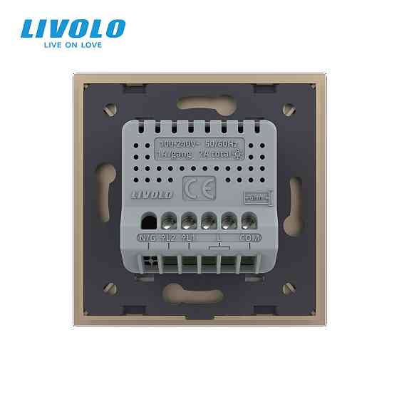 LIVOLO Сенсорний прохідний/перехресний димер 2 сенсори LIVOLO золотий матове скло Коломия