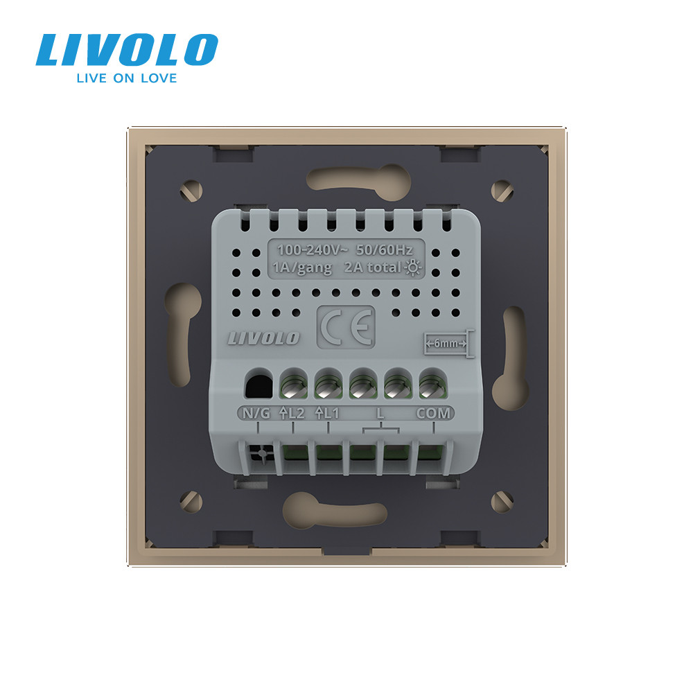 LIVOLO Сенсорний прохідний/перехресний димер 2 сенсори LIVOLO золотий матове скло Коломия - фото 5