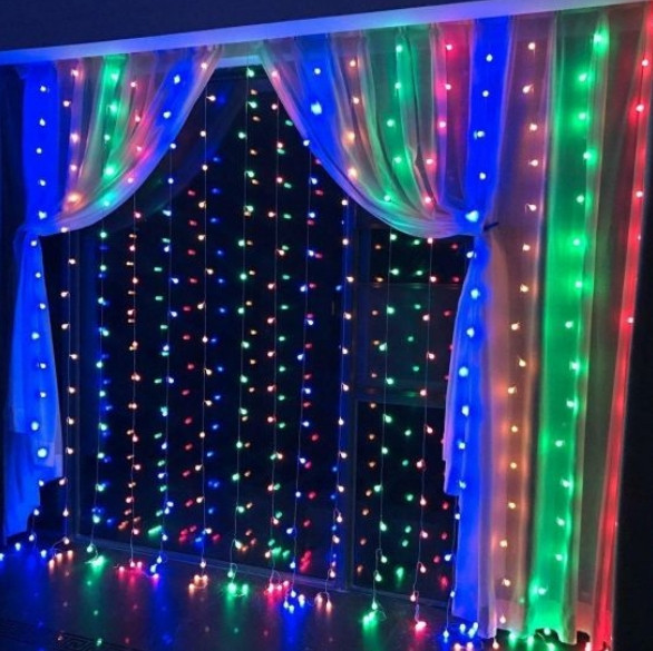 Гирлянда штора Водопад 240-B большая лампа 3D led цветная 3х2м (силиконовый провод с удлинением) Винница - изображение 1