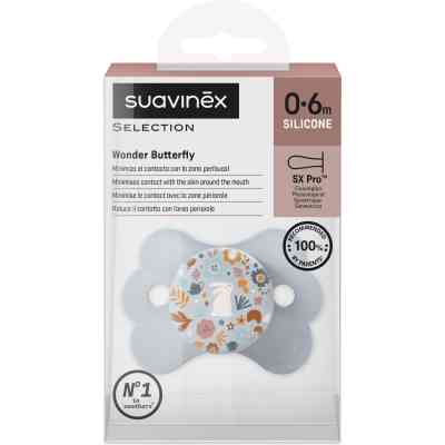 Пустушка Suavinex Wonderland у формі метелика, 0-6 міс. блакитна з малюнком (308776) Вінниця