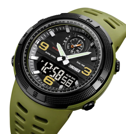 Чоловічий спортивний годинник Skmei 1655 (Зелений з чорним табло) Вінниця