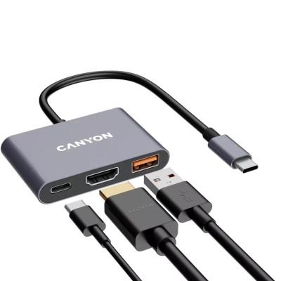 Концентратор Canyon hub DS-4 3in1 USB-C Grey (CNS-TDS4) Вінниця - фото 11