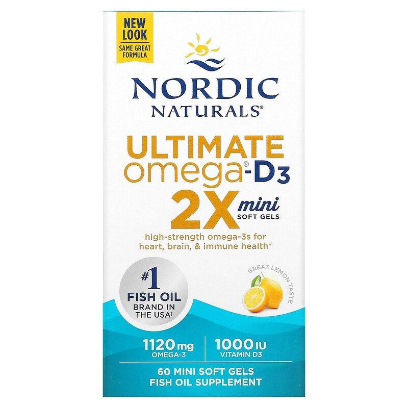 Риб'ячий жир з вітаміном Д3 Nordic Naturals Ultimate Omega 2X 60 гел міні капс лимон Київ - фото 2