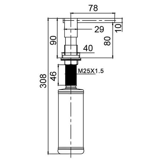 Дозатор для мийного засобу врізний Koer SDB-02-07 300 мл (колір графіт) (KR5631) Київ