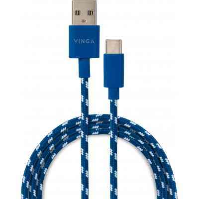 Дата кабель USB 2.0 AM to Type-C 2color nylon 1m blue Vinga (VCPDCTCNB31B) Винница