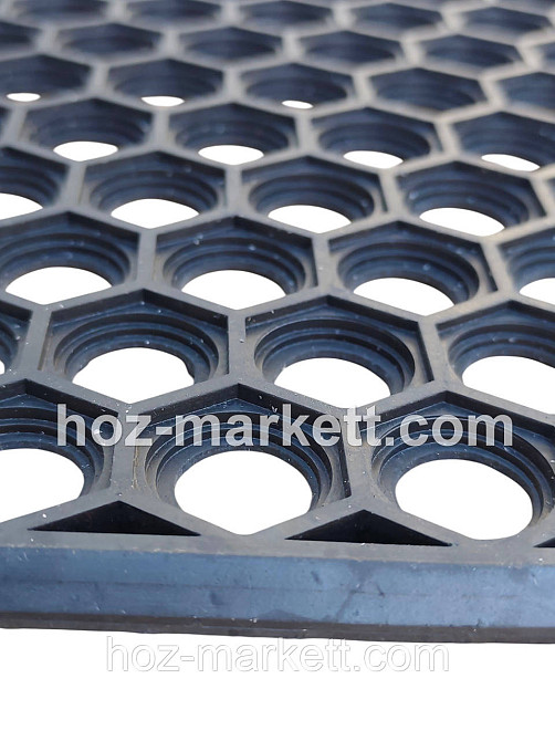 Килимок 60х40х0.8 см гумовий брудозахисний сота чорний Харків - фото 4