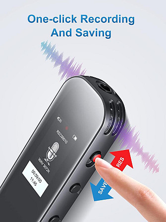 Диктофон Jolike 32GB - голосова активація 3072 Кбіт/с перезаряджуваний пристрій запису з USB-C Дніпро - фото 3