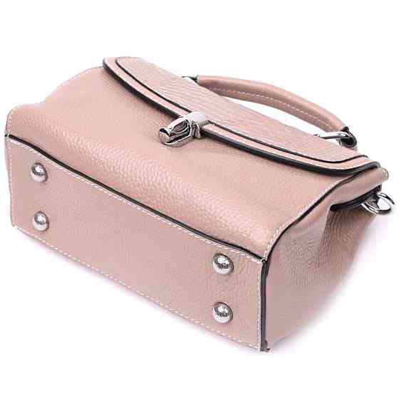 Женская кожаная сумка с интересной металлической защелкой Vintage 22418 Бежевый Киев