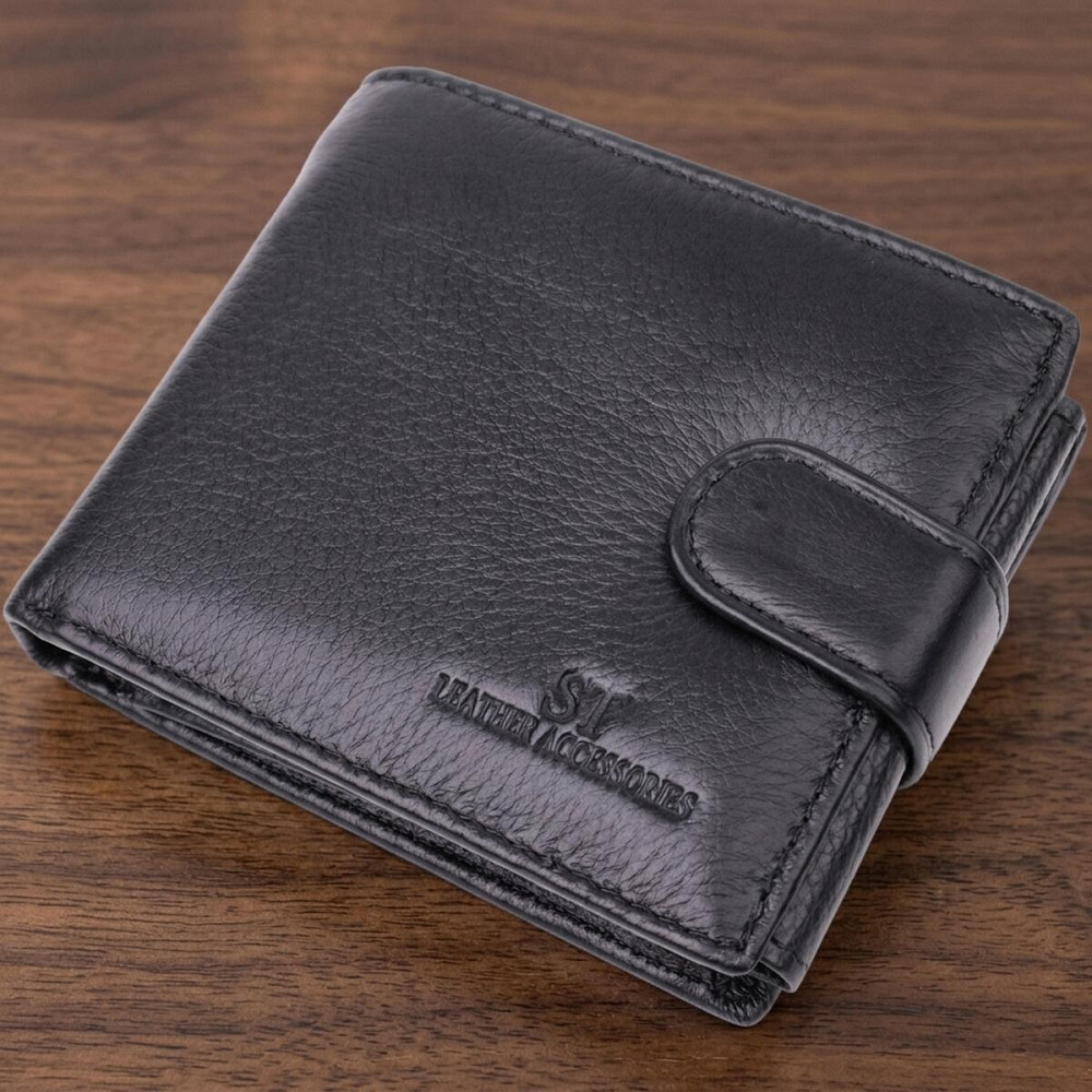 Горизонтальний шкіряний гаманець, чорний (ST Leather) Київ - фото 11