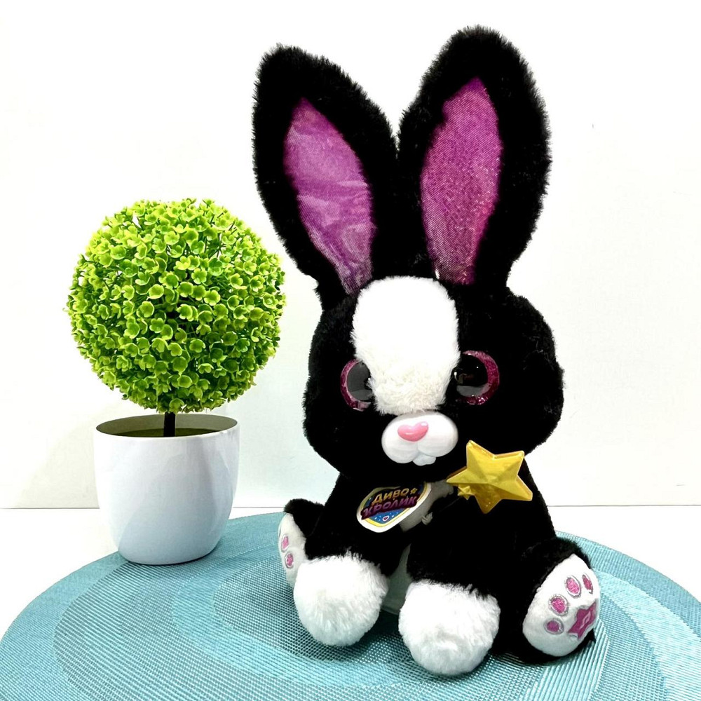 Зайчик інтерактивний Чудо Кролик 30см звук світло фрази рухливий реагує на паличку Чорний (M 6144 I UA) Чернігів - фото 6