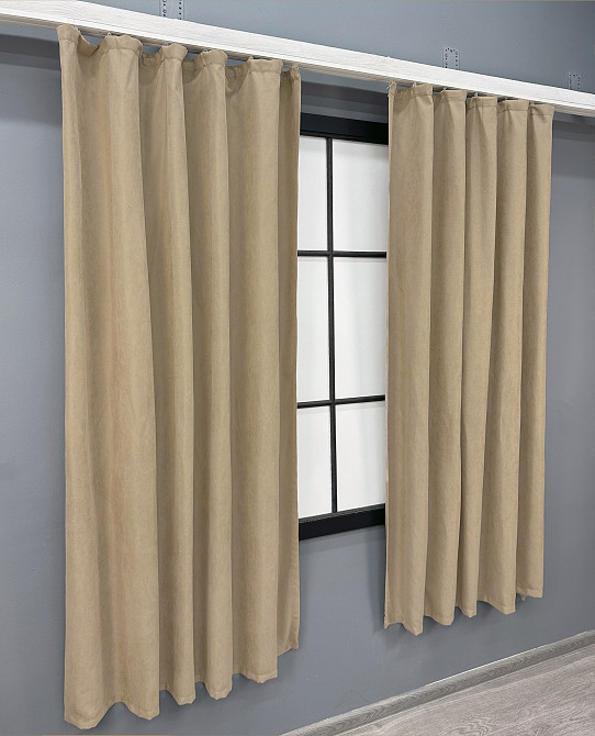 Комплект коротких штор VR-Textil Мікровелюр Petek YL № 1800ш Бежевий 130х170 см 2 шт (35-0382) Київ - фото 3