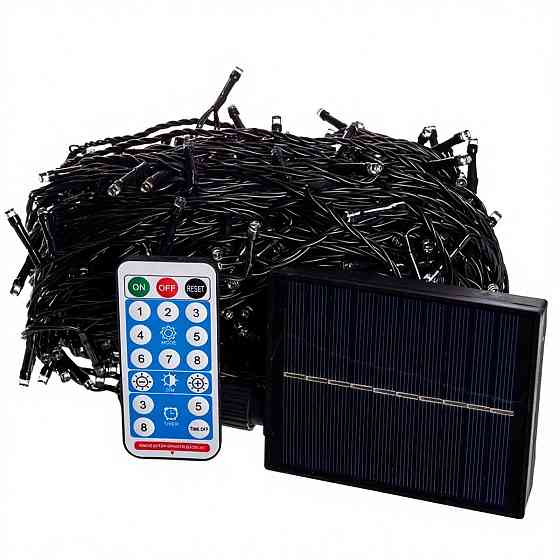 Вулична новорічна гирлянда 50 м, 500 LED, з сонячним живленням Київ