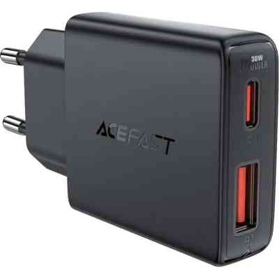 Зарядний пристрій Acefast 2xUSB 30W (USB-C+USB-A) Gan A69 ultra-thin Fast Charger Black (6974316282709) Вінниця