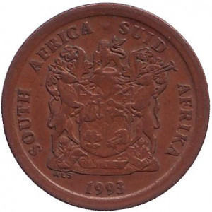 Африканська фарба. Монета 5 міліграмів. 1990-97 рік, Південна Африка.(БЖ) Полтава - фото 1