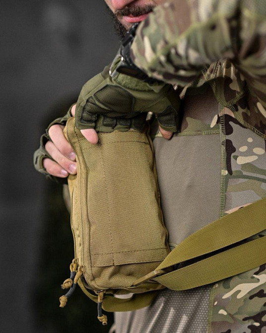 Сумка тактическая через плечо или на пояс койот ДЛ6328 Одесса - изображение 3