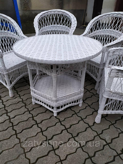 Белая мебель плетеная с круглым столом Киев - изображение 2