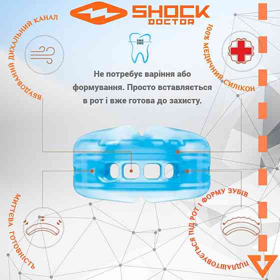 Капа Shock Doctor Double Braces під брекети, верхні та нижні зуби, доросла (вік 12+) Blue (art. 4300-BLU-AD) Кам'янське