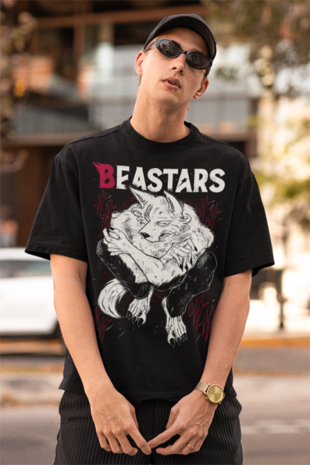 Футболка для хлопчика з аніме принтом Беастарс Легосхі Гірл Беастарс оверсайз (зріст від 165 до 180) Чорний AnimeJ0050m Дніпро - фото 2