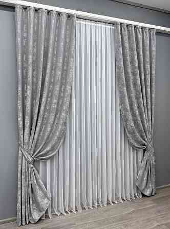 Комплект готових штор VR-Textil Жакард Sultan YL № 1668ш Сірий 100х270 см 2 шт (31-743) Київ