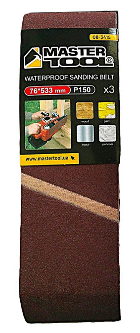 MASTERTOOL Стрічка шліфувальна MASTERTOOL зерно 150 76×533 мм 3 шт 08-3415 Коломия - фото 1