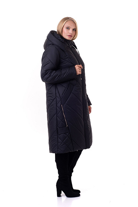 Жіночий пуховик без хутра чорний Київ - фото 2