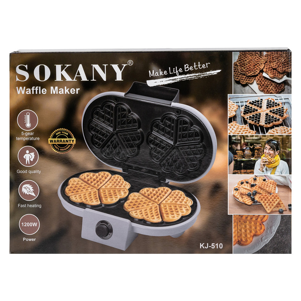 Вафельниця Sokany для бельгійських вафель 1200 Вт універсальна електровафельниця KJ-510 Київ - фото 10