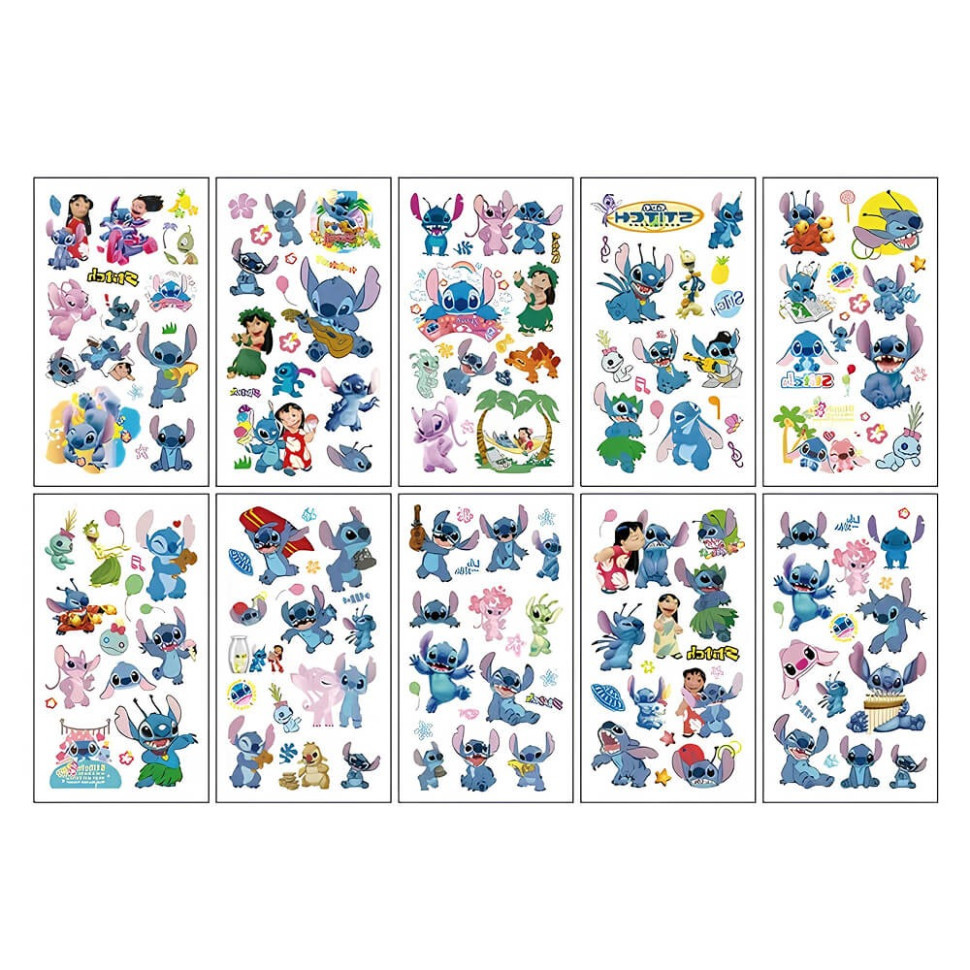 Набір тимчасових татуювань "Стіч" stich-glow-tattoo-10 світяться, 10 аркушів 12х7 см Вінниця - фото 1