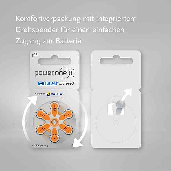 Батарейки для слуховых аппаратов Varta PowerOne P13 тип 13 310 mAh 1,4 В упаковка 60 шт Киев