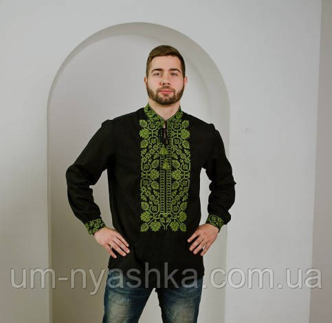 Чоловіча лляна вишиванка хакі Всеволод Кривий Ріг - фото 2