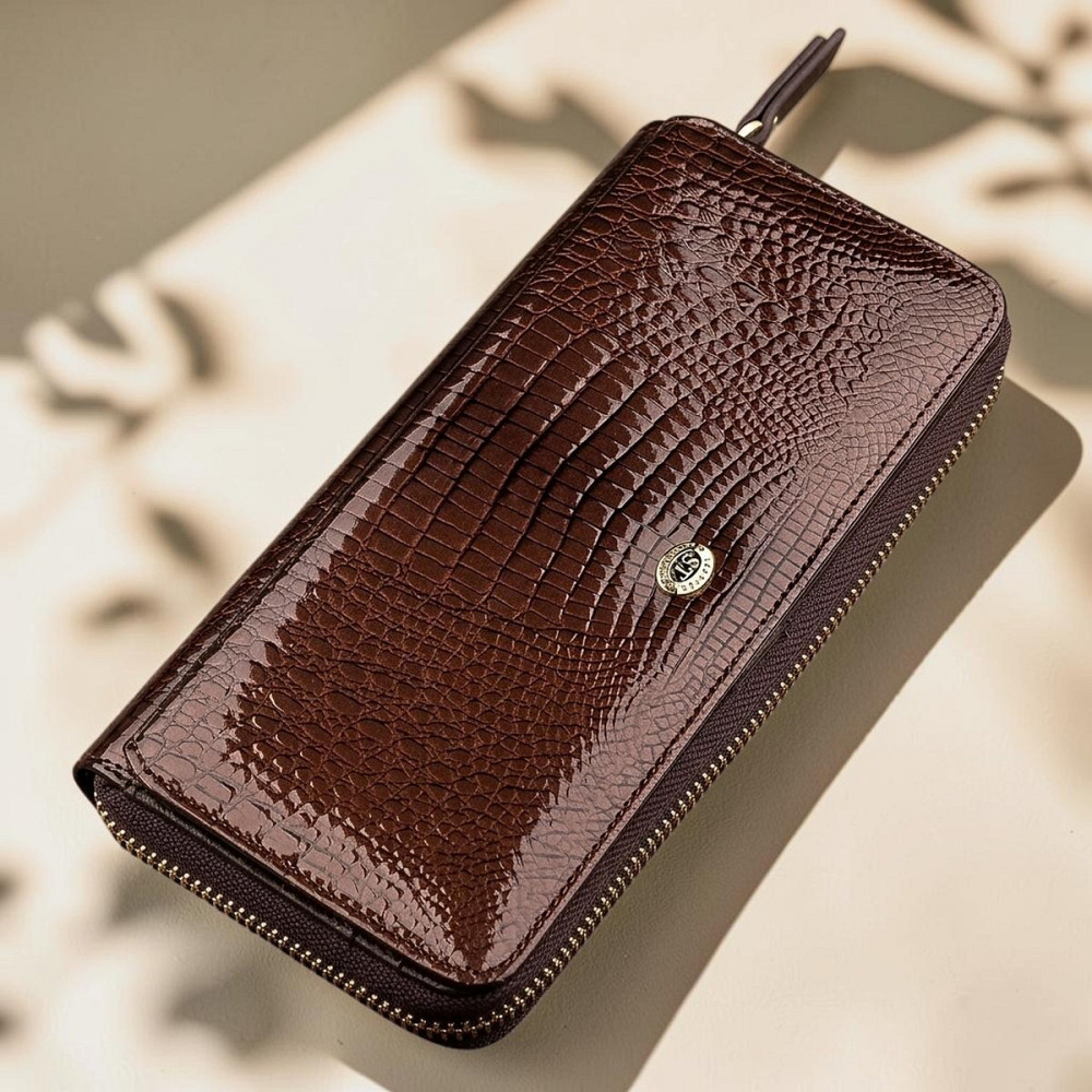 Жіночий багатофункціональний шкіряний гаманець коричневий (ST Leather) Київ - фото 18