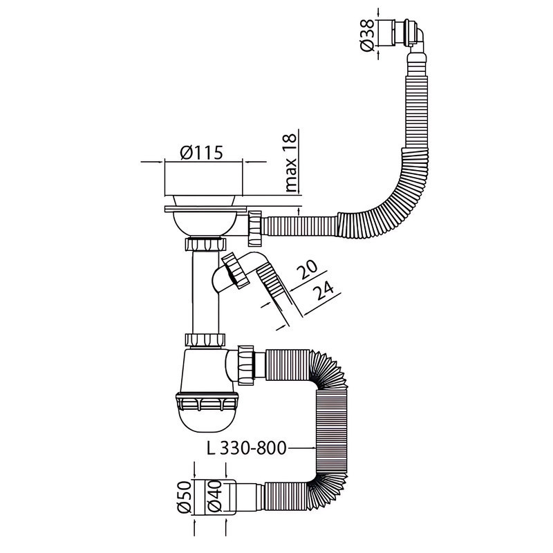 Сифон для кухні Mixxus SK-06-WH 3 1/2"x40 з пластиковою сіткою, відведенням для пральної машини ( 13240 ) Харків - фото 2