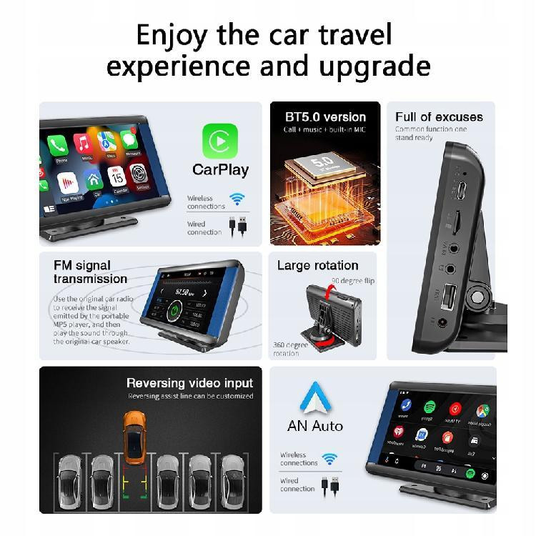 Портативный 7-дюймовый монитор 601W с CarPlay для авто, сенсорный экран 7″, поддержка Android Auto Одесса - изображение 12