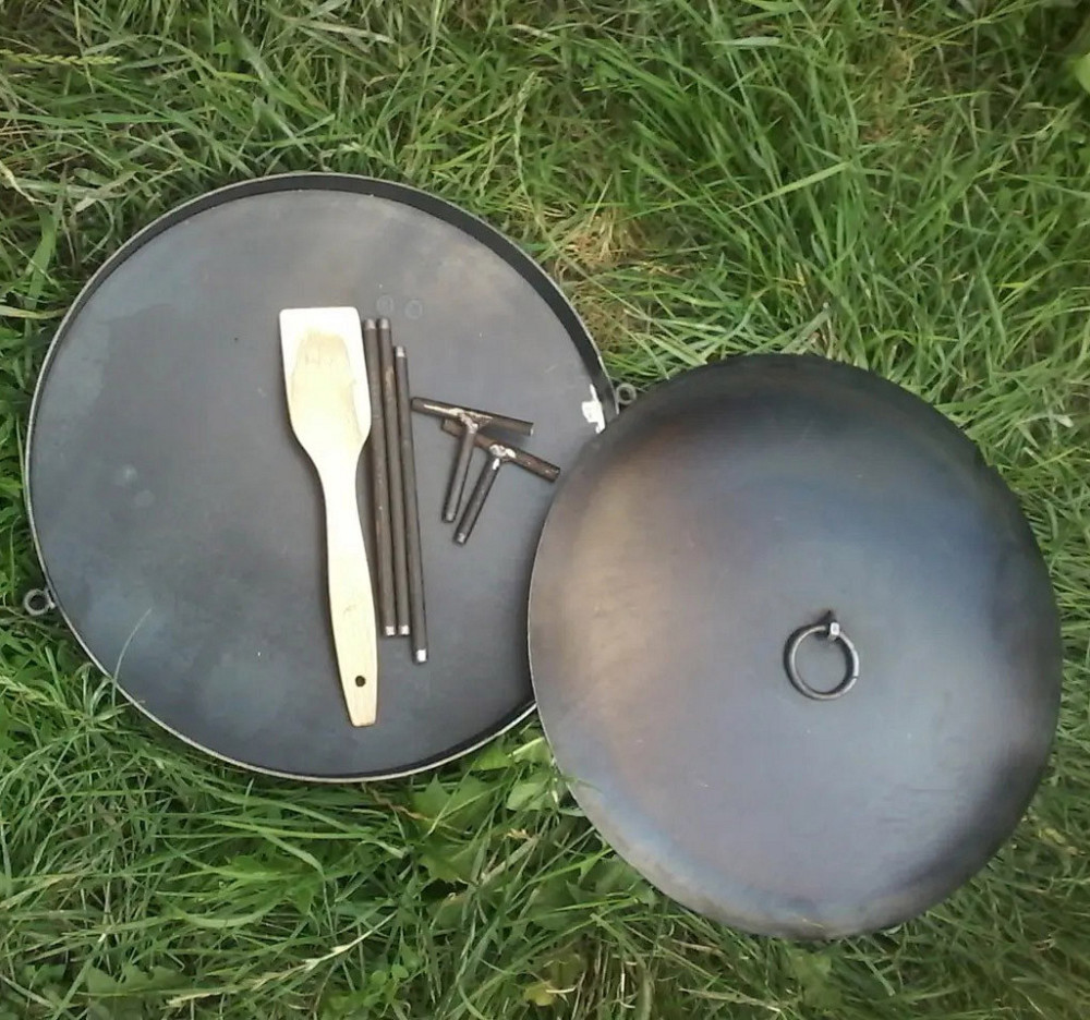 Сковорода з диска борони для багаття 50 см з кришкою для пікніка, диск для смаження Київ - фото 4
