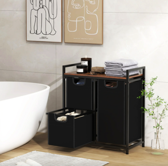 Кошик для білизни Costway Nordi 58 л в стилі Loft чорний Киев