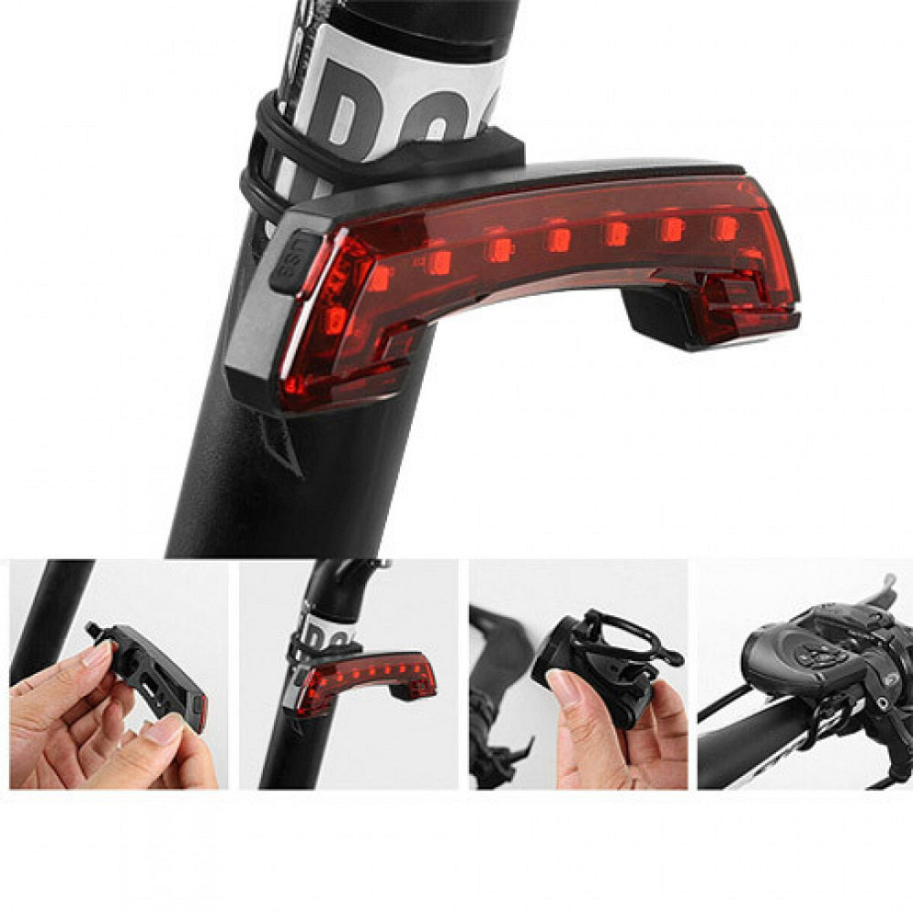 Задня велофара BG-806-11SMD (червоний) ЗУ + micro USB + дзвінок + поворотники Київ - фото 5