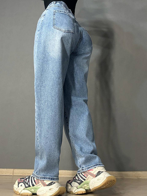Джинсы женские Liana 1-056 MOM jeans на резинке со шнурком стрейчевые большие размеры голубые, голубой, З6, 36, 100 см, 118 см Киев - изображение 11