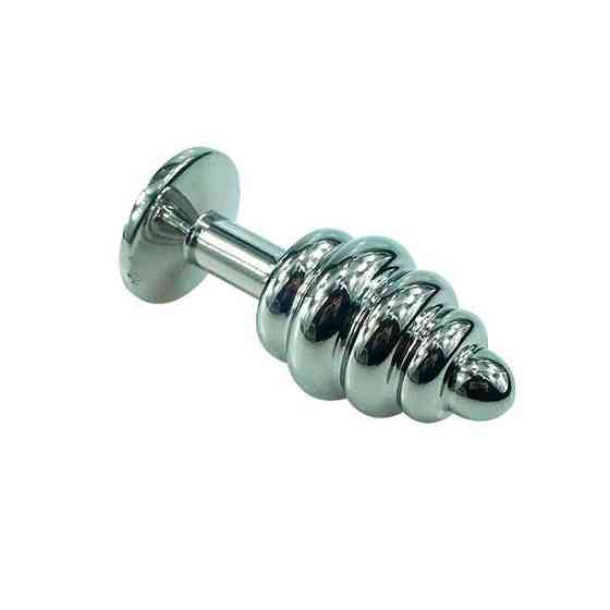 Сталева анальна пробка "Спіраль" - 7,2*2,9 см - Анальні іграшки Вінниця