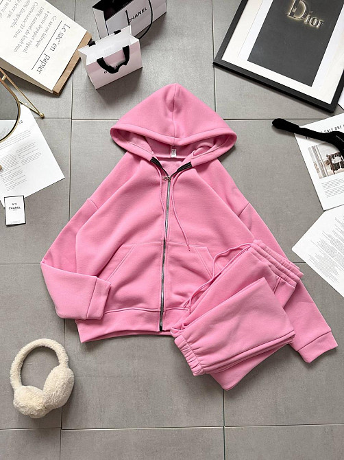 Женский стильный войлочный костюм двойка турецкая трехнить Розовый, 42/44 Одесса - изображение 2