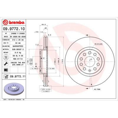 Тормозной диск Brembo 09.9772.11 Винница - изображение 1