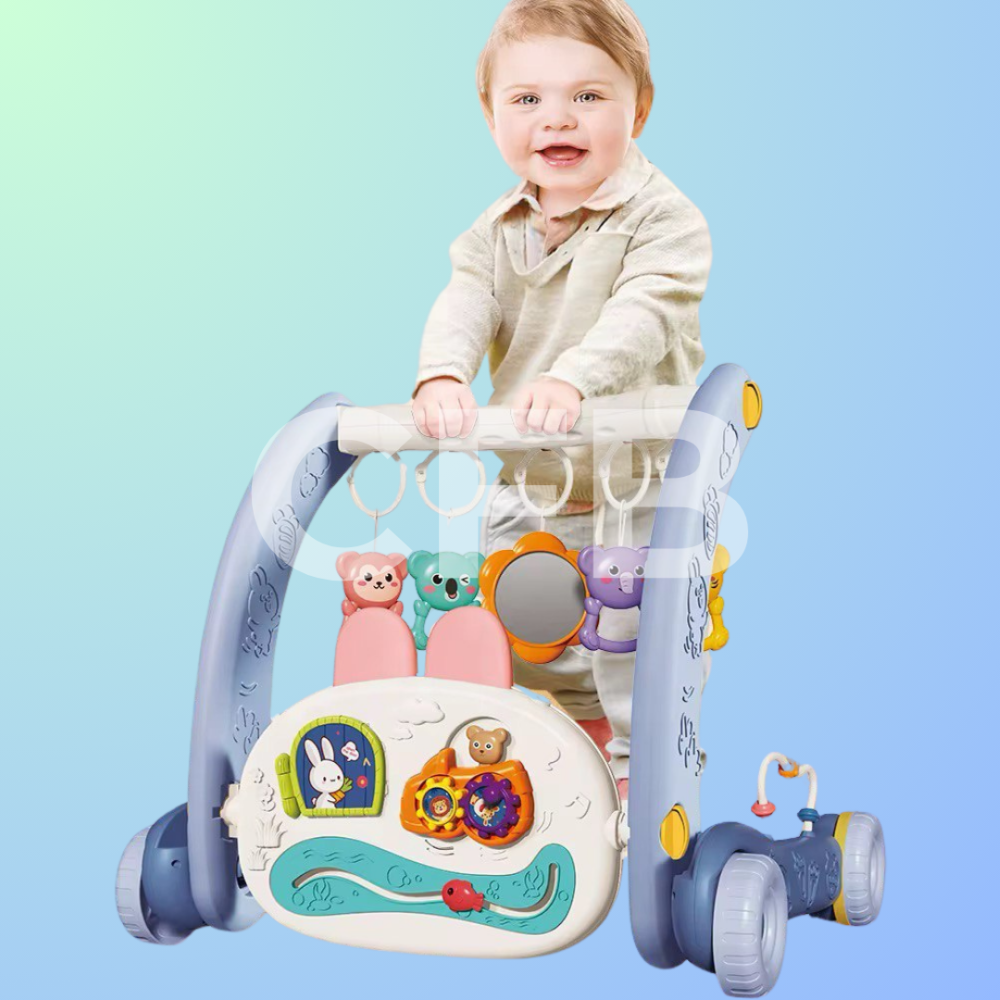 Дитячий розвиваючий килимок ходунки 2в1 коврик для немовлят музичне піаніно, каталка, світловий проектор, бізіборд Синій Київ - фото 7