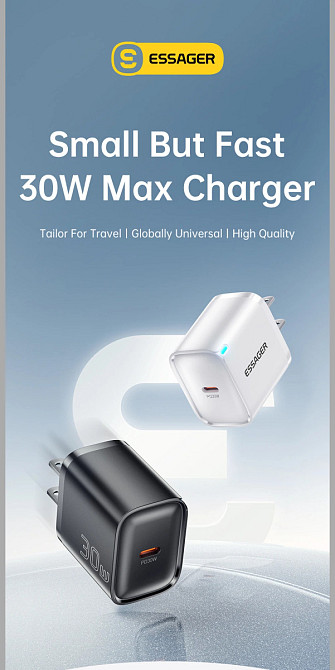 Сетевое зарядное устройство Essager ES-CD52 30W Type-C PD — быстрая зарядка смартфонов и планшетов Николаев - изображение 7