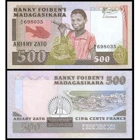 МАДАГАСКАР 67 MADAGASCAR 500 FRANCS ND(1983-87) Unc Полтава - фото 1