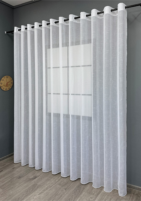 Тюль на люверсах VR-Textil 115т Льон однотонний Білий 500х270 см (47-023) Київ - фото 3