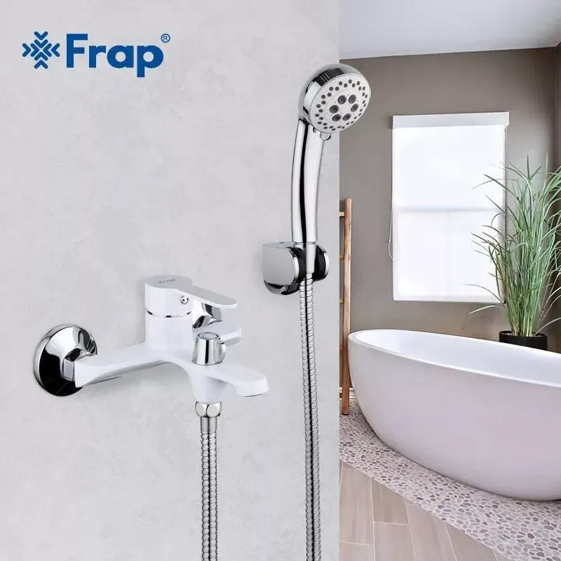 Смеситель для ванны с душевым гарнитуром Frap F3241 белый/хром Киев - изображение 2