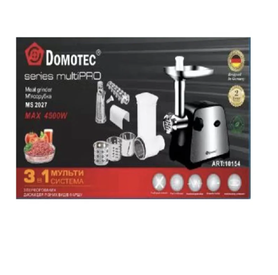 М'ясорубка електрична 3в1 DOMOTEC MS-2027 4500W із соковижималкою, терками та шатківниками, реверс Одеса