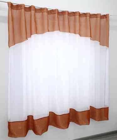 Гардина арка на кухню VR-Textil № 110к белый с терракотовым 270х170 см (52-0628) Киев