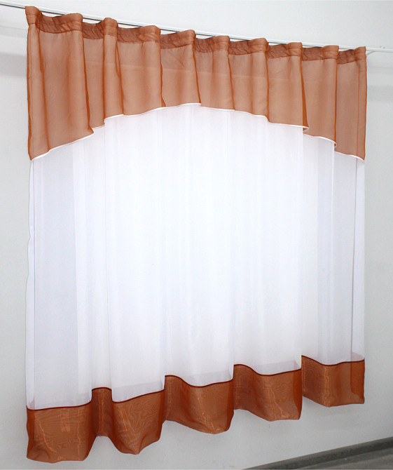 Гардина арка на кухню VR-Textil № 110к белый с терракотовым 270х170 см (52-0628) Киев - изображение 2
