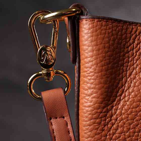 Невелика сумка жіноча з автономною косметичкою всередині з натуральної шкіри Vintage 22366 Коричнева Київ